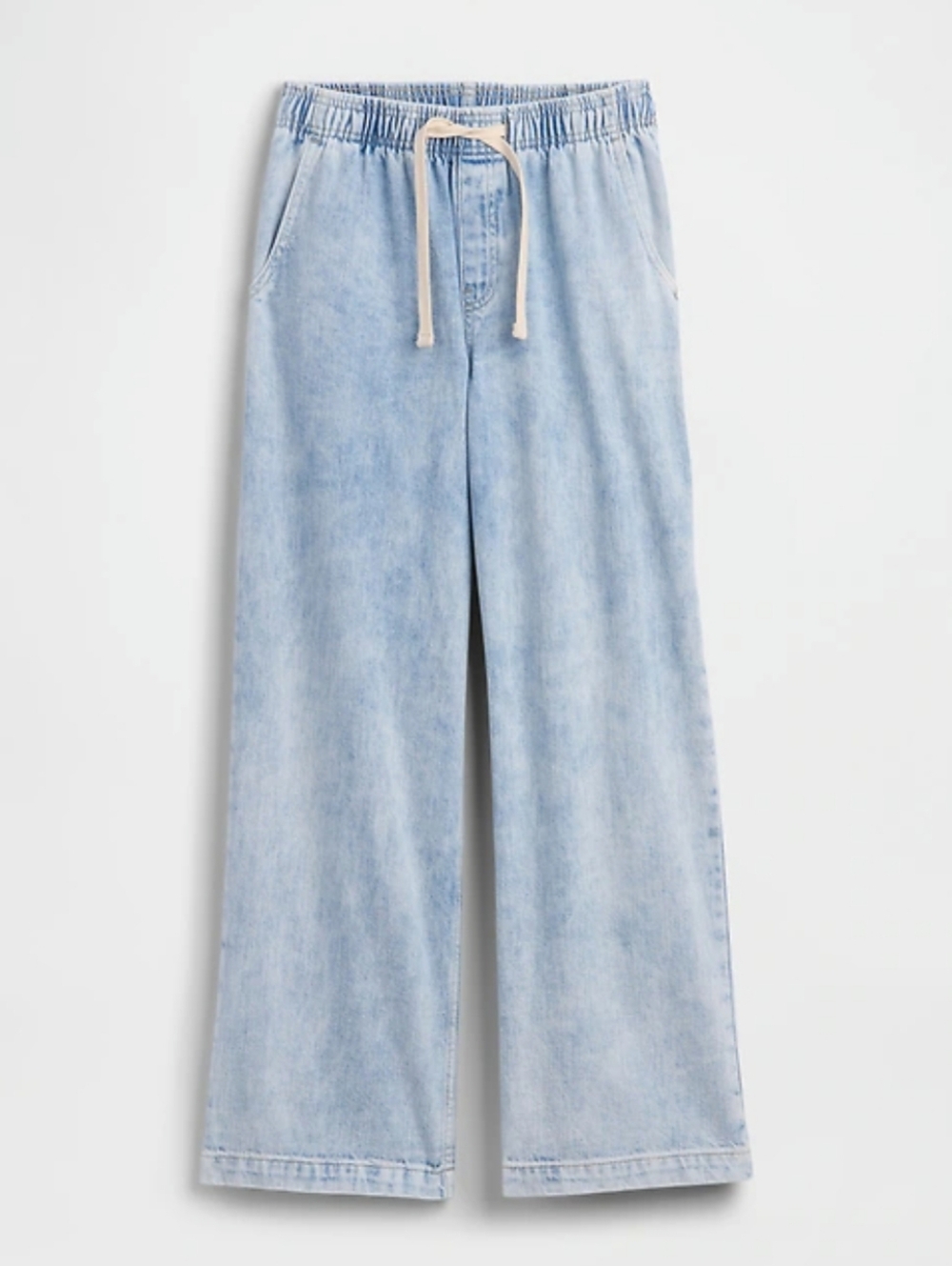 GAP Denim High-Rise Pull On Wide-Leg Jeans Light Blue Small Cotton Casual Comfy